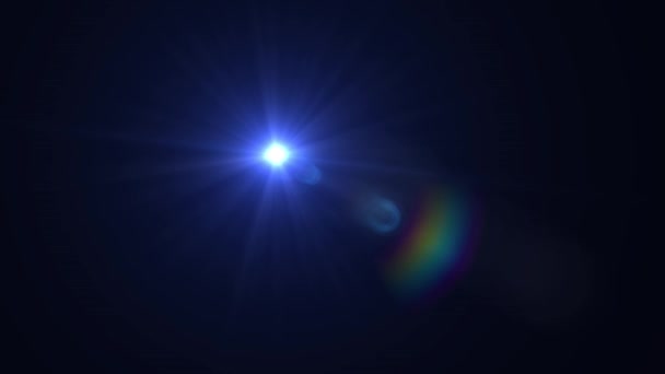 Flash desvanecimento movendo-se luzes azuis para logotipo lente óptica estrela chamas brilhante animação loop fundo nova qualidade natural iluminação lâmpada raios efeito dinâmico colorido brilhante vídeo footage — Vídeo de Stock