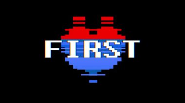 piksel kalp ilk kelime metin aksaklık girişim ekran sorunsuz döngü animasyon arka plan yeni dinamik retro vintage neşeli renkli video görüntüleri