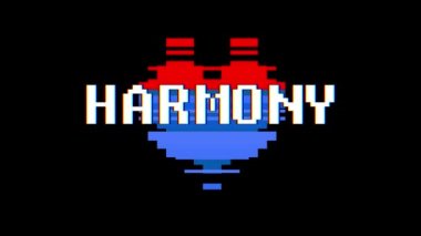 piksel kalp uyum kelime metin aksaklık girişim ekran sorunsuz döngü animasyon arka plan yeni dinamik retro vintage neşeli renkli video görüntüleri