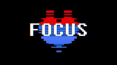 piksel kalp odak kelime metin aksaklık girişim ekran sorunsuz döngü animasyon arka plan yeni dinamik retro vintage neşeli renkli video görüntüleri