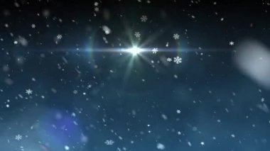 Noel yıldız ışık kar düşen animasyon arka plan yeni kalite evrensel hareket dinamik animasyon renkli neşeli tatil müzik video görüntüleri