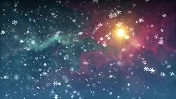 Natal estrela luz neve queda animação fundo Nova qualidade universal movimento dinâmico animado colorido alegre feriado música vídeo metragem — Vídeo de Stock