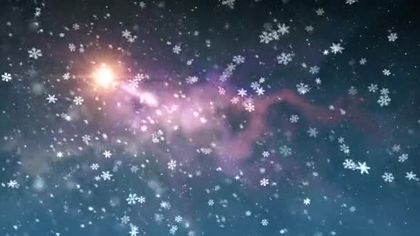 Natal estrela luz neve queda animação fundo Nova qualidade universal movimento dinâmico animado colorido alegre feriado música vídeo metragem — Vídeo de Stock