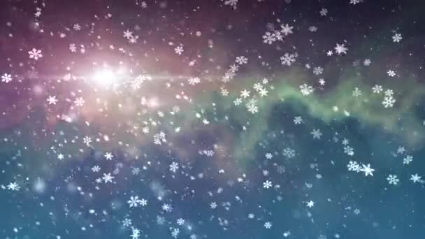 Weihnachtsstern Licht Schnee fallende Animation Hintergrund neue Qualität universelle Bewegung dynamisch animiert bunt fröhlich Urlaub Musik Videomaterial — Stockvideo