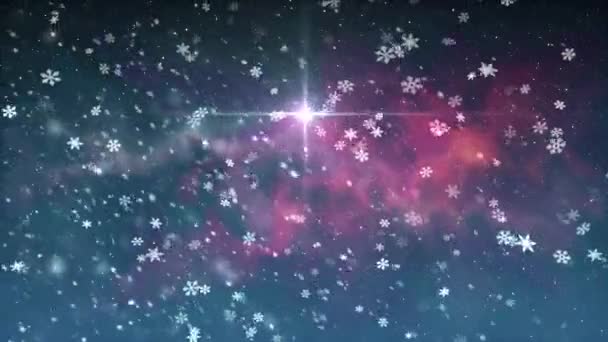 크리스마스 별 빛 눈 떨어지는 애니메이션 배경 새로운 품질 범용 모션 동적 애니메이션 화려한 즐거운 휴가 뮤직 비디오 영상 — 비디오