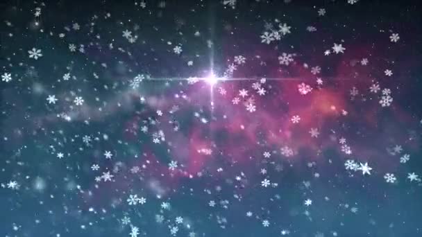 Christmas star light snow falling animation background New quality universal motion dynamic animated colorful joyful holiday music video footage — Stock Video