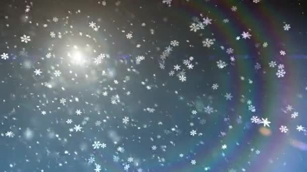 Weihnachtsstern Licht Schnee fallende Animation Hintergrund neue Qualität universelle Bewegung dynamisch animiert bunt fröhlich Urlaub Musik Videomaterial — Stockvideo