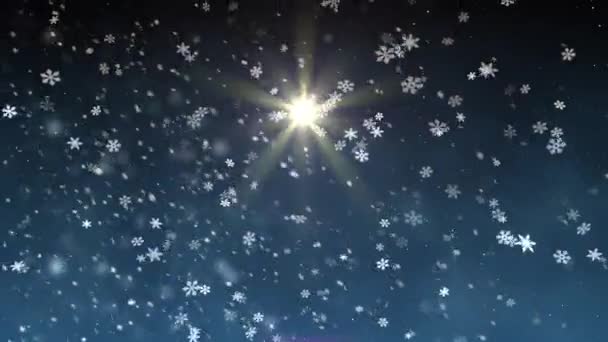 Χριστουγεννιάτικο αστέρι φως χιόνι πέφτει animation φόντο νέα δυναμική Οικουμενική κίνηση ποιότητας κινούμενα πολύχρωμο διακοπών χαρούμενη μουσική βίντεο — Αρχείο Βίντεο
