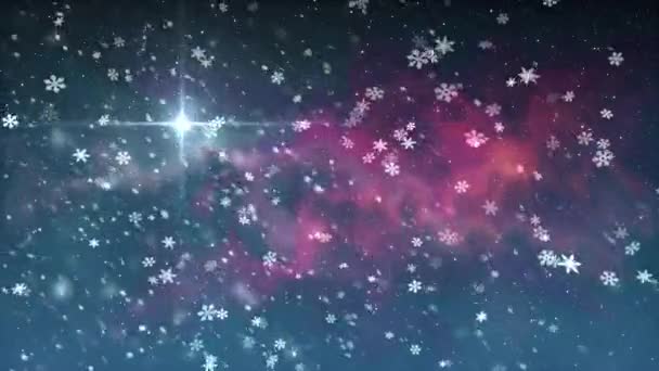 Weihnachtsstern Licht Schnee fallende Animation Hintergrund neue Qualität universelle Bewegung dynamisch animiert bunt fröhlich Urlaub Musik Videomaterial — Stockvideo