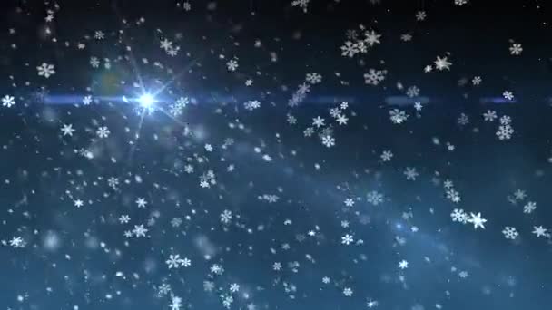 Vánoční hvězda světlo Sníh padající animace pozadí nové kvalitní univerzální pohybu dynamický animovaný barevné radostnou dovolenou hudební video záběry — Stock video
