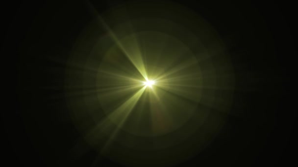 Centrale yellowstar glans roterende optische lens flares glanzende bokeh naadloze loops animatie kunst achtergrond - nieuwe kwaliteit natuurlijke verlichting lamp stralen effect dynamische kleurrijke heldere videobeelden — Stockvideo