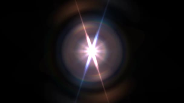 Centrale ster glans roterende 2 optische lens flares glanzende bokeh naadloze loops animatie kunst achtergrond - nieuwe kwaliteit natuurlijke verlichting lamp stralen effect dynamische kleurrijke heldere videobeelden — Stockvideo