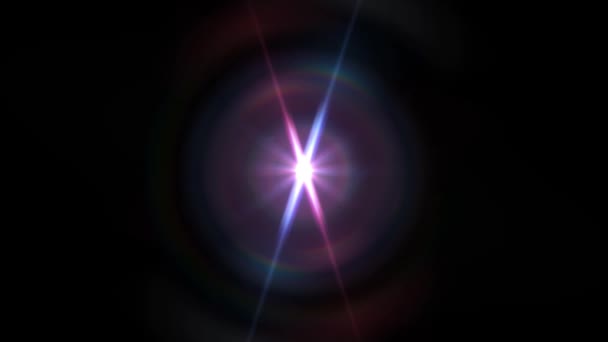 Centrala star shine roterande 2 optisk lins nödraketer glänsande bokeh sömlös loop animation konst bakgrund - ny kvalitet naturlig belysning lampa strålar effekt dynamiska färgglada ljusa videofilmer — Stockvideo