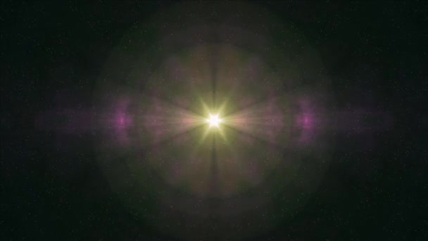 Solitario amarillo estrella brillo vuelo en suave movimiento nebulosa estrellas noche cielo animación fondo nueva calidad naturaleza escénico fresco colorido luz vídeo metraje — Vídeos de Stock