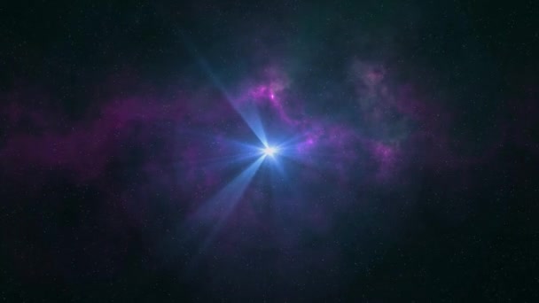 Solitario blu stella brillare volo in morbido movimento nebulosa stelle notte cielo animazione sfondo nuova qualità natura scenico vacanza fresco colorato luce video — Video Stock