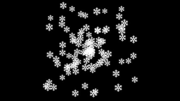 Large snowflakes center leak spread overlay animation background New quality shape universal motion dynamic animated colorful joyful holiday music video footage — Stock Video
