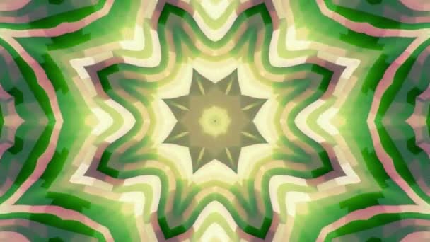 Soft turbulent ornamental shiny light rays kaleidoscope ethnic tribal psychedelic pattern animation New quality retro vintage holiday native universal motion dynamic cool nice joyful music video — Stock Video