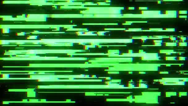 Gyors zöld fénylik interferencia képernyő háttér logó animáció új minőségi digitális rándulás technológia színes videó felvétel — Stock videók