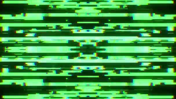 Rápido simétrico horizontal brilhante glitch interferência tela de fundo para animação logotipo nova qualidade digital twitch tecnologia padrão colorido vídeo footage — Vídeo de Stock