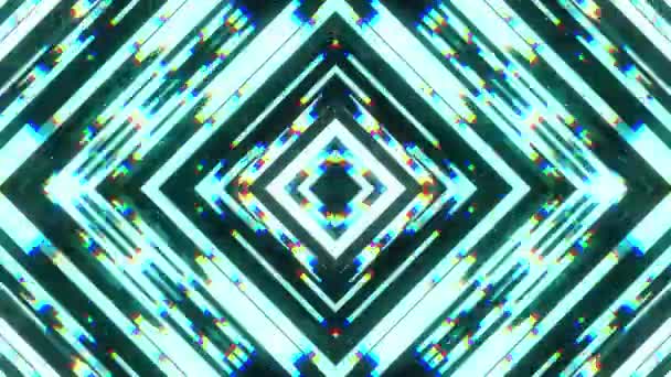 Snel symmetrische glanzende diamant vorm glitch interferentie schermachtergrond voor logo animatie nieuwe kwaliteit digitale kramp technologie patroon kleurrijke videobeelden — Stockvideo