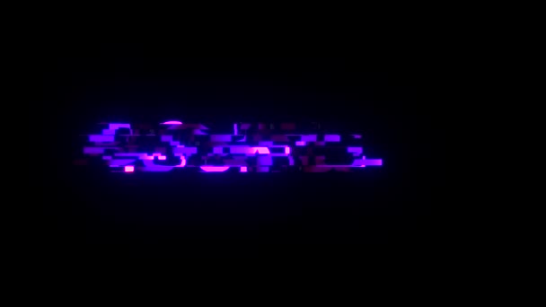 Cool neon glitch bokning text animation bakgrund logotyp sömlös loop nya universal teknik motion dynamiska animerad bakgrund färgglada joyful videokvalitet — Stockvideo