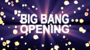 Big Bang açılış metin yıldız patlama ile siyah arka plan yeni kalite serin güzel hareket neşeli addvertisement ticari video görüntüleri döngü tasarımı üzerinde parlak ışık animasyon