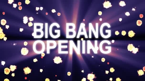 Big Bang Apertura estrellas de texto explosión con animación de luz brillante sobre fondo negro nueva calidad fresco movimiento agradable alegre addvertisement comercial video metraje bucle diseño — Vídeo de stock