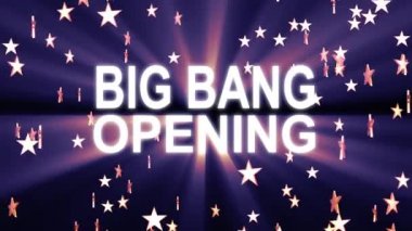 Big Bang açılış metin yıldız patlama ile siyah arka plan yeni kalite serin güzel hareket neşeli addvertisement ticari video görüntüleri döngü tasarımı üzerinde parlak ışık animasyon