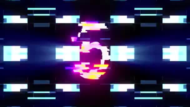 décalage laser futuriste coloré compte à rebours de 5 à 1 numéros d'arrière-plan d'interférence de 10 à 1 nouvelle vidéo techno joyeuse de vacances dynamiques 
