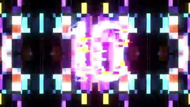 Colorful futuristic laser glitch countdown from 10 to 1 interference background numbers from 10 to 1 new dynamic holiday joyful techno video footage — Stock Video