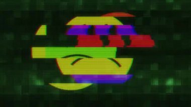 Üzgün gülümseme yüz sembolü kusursuz döngü hatası parazit animasyon yeni dinamik retro renkli renkli eski model video görüntüleri