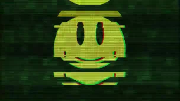 Symbole de sourire sur l'écran de télévision numérique ancienne boucle transparente interférence interférence animation nouvelle dynamique rétro joyeuse colorée rétro vidéo vintage 