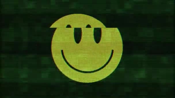 Symbole de sourire sur l'écran de télévision numérique ancienne boucle transparente interférence interférence animation nouvelle dynamique rétro joyeuse colorée rétro vidéo vintage 