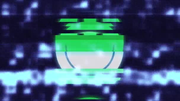 Sorriso símbolo de rosto na tela hud sem costura loop glitch interferência animação nova dinâmica retro alegre colorido retro vintage vídeo footage — Vídeo de Stock