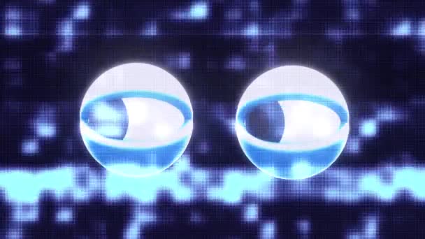 Niebieskie oczy, obserwując na ekranie lcd led glitch wyświetlania animacji tła Płynna pętla nowej jakości uniwersalny z bliska dynamiczne animowane kolorowe radosny fajne filmy retro — Wideo stockowe