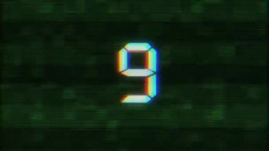 animasyon yeni dinamik tatil neşeli tekno video görüntüleri 1 girişim yeşil arka plan için renkli aksaklık geri sayım 10 numaralar
