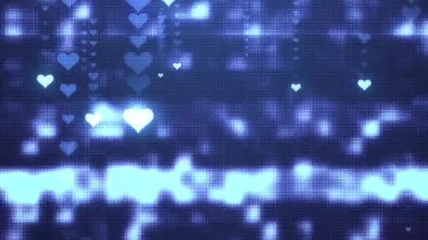 Cuore simbolo pioggia cadere su schermo glitch animazione sfondo nuova forma di qualità universale glamour movimento dinamico animato colorato gioioso vacanza musica video — Video Stock