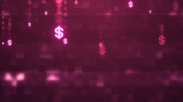 Dollaro simbolo pioggia glitch rumore tv schermo animazione sfondo nuova qualità forma universale tecnologia movimento dinamico animato colorato gioioso vacanza musica video — Video Stock