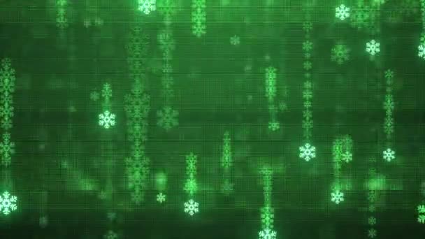 Fiocco di neve nevicata glitch tv computer schermo pioggia animazione sfondo nuova qualità forma universale tecnologia movimento dinamico animato colorato gioioso vacanza musica video — Video Stock