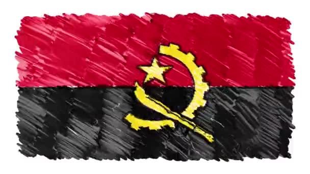 Stop-motion markör dras Angola flagga tecknad animation bakgrund nya kvalitet patriotiska färgglada nationalsymbol videofilmer — Stockvideo