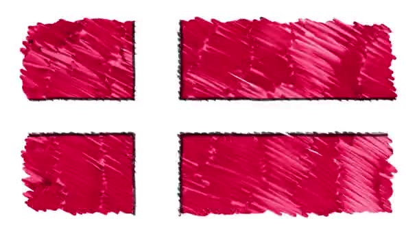 Stop motion marker drawn Denmark flag cartoon animation background new quality national patriotic colorful symbol vídeo footage — Vídeo de Stock