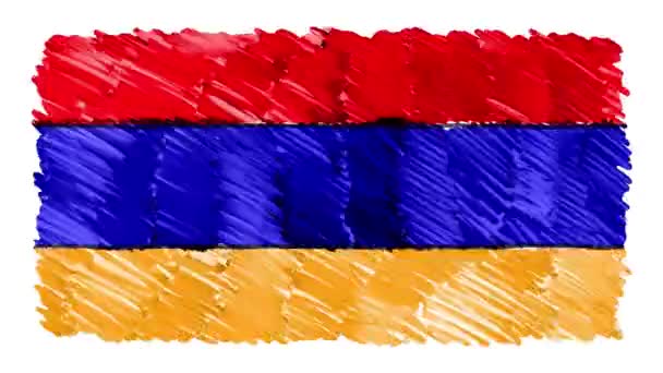 Stop motion marker dibujado Armenia bandera de dibujos animados de fondo de animación nueva calidad patriótica nacional símbolo colorido vídeo metraje — Vídeo de stock