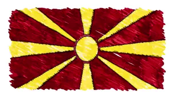 Стоп движения маркер нарисовал флаг Македонии мультфильм фон анимации новое качество национального патриотического красочный символ видео кадры — стоковое видео