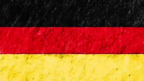 Stop motion pastel chalk crayon drawn GERMANY flag cartoon animation seamless loop background new quality national patriotic colorful symbol video footage — Stock Video