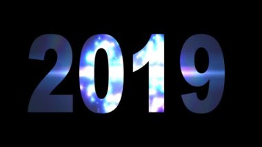 2019 metin ışık büyük patlama patlama gökkuşağı renkleri parlak animasyon döngü üzerinde siyah arka plan yeni kalite cool güzel hareket neşeli tatil video görüntüleri döngü tasarım