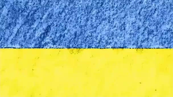 Остановка движения пастельного мелка карандаш нарисован флаг Украины мультфильм анимации бесшовный цикл фон нового качества национального патриотического красочный символ видео кадры — стоковое видео
