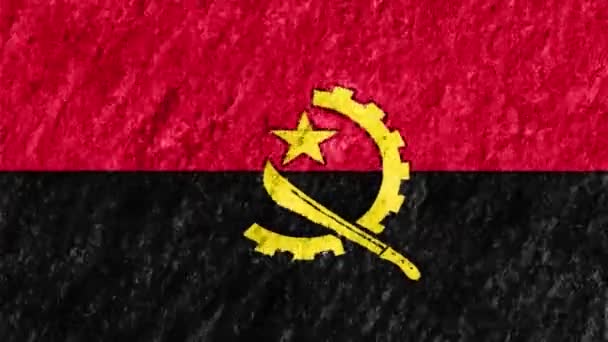 Stop motion pastel tiza crayón dibujado Angola bandera dibujos animados animación lazo sin costuras fondo nueva calidad patriótico nacional símbolo colorido vídeo metraje — Vídeos de Stock