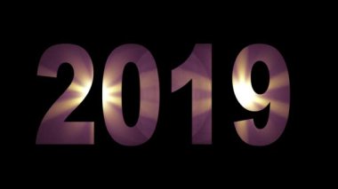 2019 metin ışık büyük patlama patlama gökkuşağı renkleri parlak animasyon döngü üzerinde siyah arka plan yeni kalite cool güzel hareket neşeli tatil video görüntüleri döngü tasarım