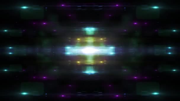 Інопланетний мерехтливий спалах блискучий анімаційний музичний фон нова якість природного освітлення лампи промені ефект динамічний барвистий яскравий танцювальний відеозапис — стокове відео