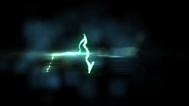Green Lightning heart pulse seamless loop shiny flares animation background new quality unique nature light effect video footage — Stock Video